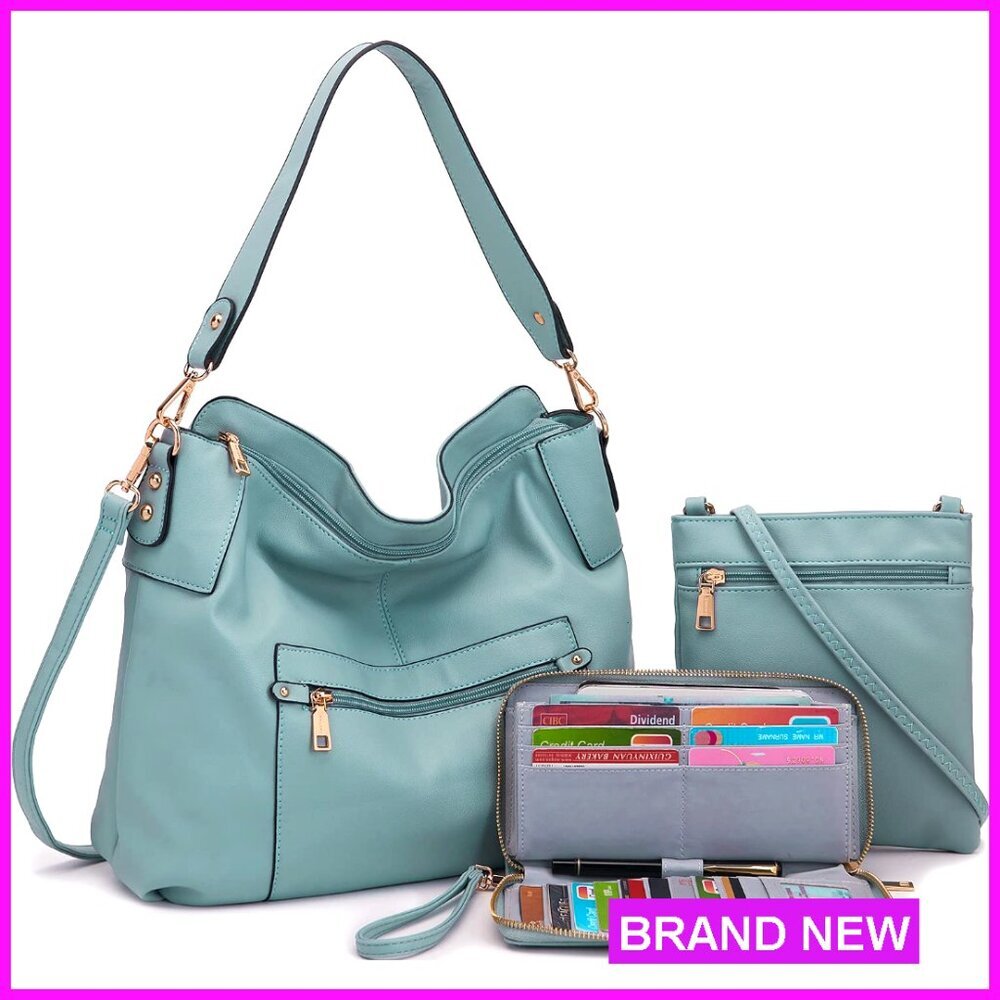 Large Crossbody Bag Set with Wallet Hobo Purse Multi-Pocket Lightweight